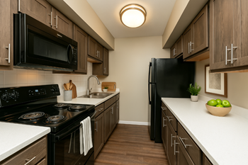 Updated kitchen at carriage place apartments huntington, in